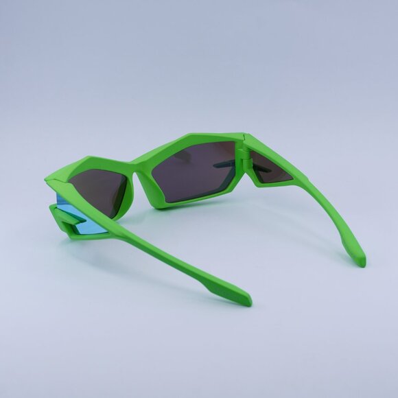 Givenchy GV40049U 94C Sunglasses Green Geometric Frame, Blue Mirror Lenses - Picture 4 of 10